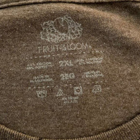 Fruit & Loom Brown Basic T Shirt Size 2XL EUC - Picture 5 of 5